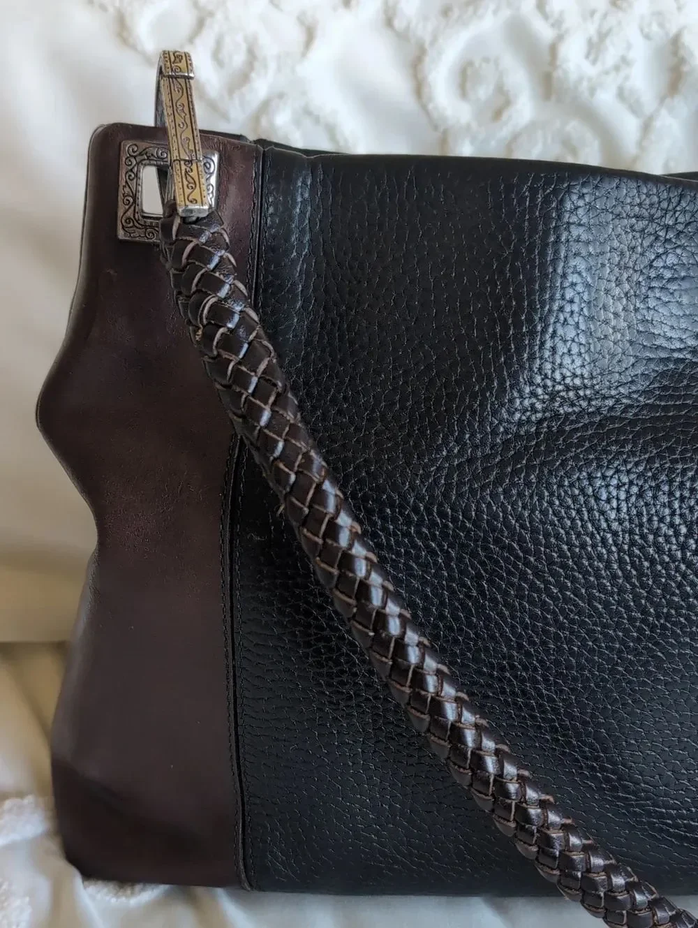Brighton Bailey Shoulder Bag Ferrara Collection Brown&Black Combo Braided Handle